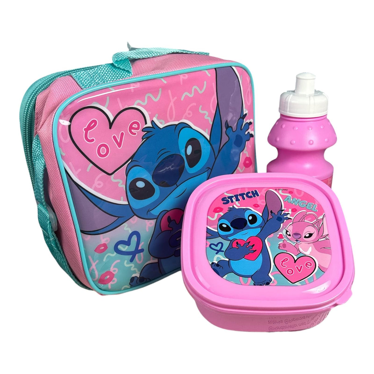 Disney Stitch & Angel 3 Piece Insulated School Lunch Bag Set