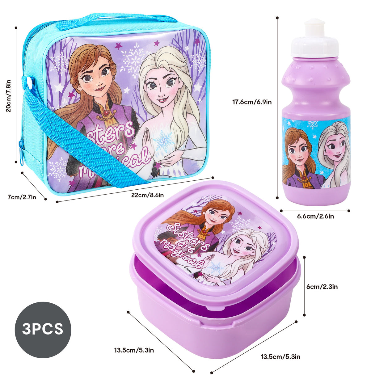 Disney Frozen 3 piece Insulated School Lunch Bag Set