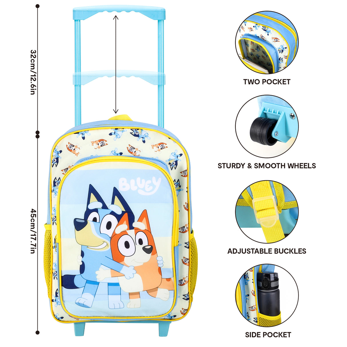 Bluey Kids Deluxe Travel Trolley Backpack