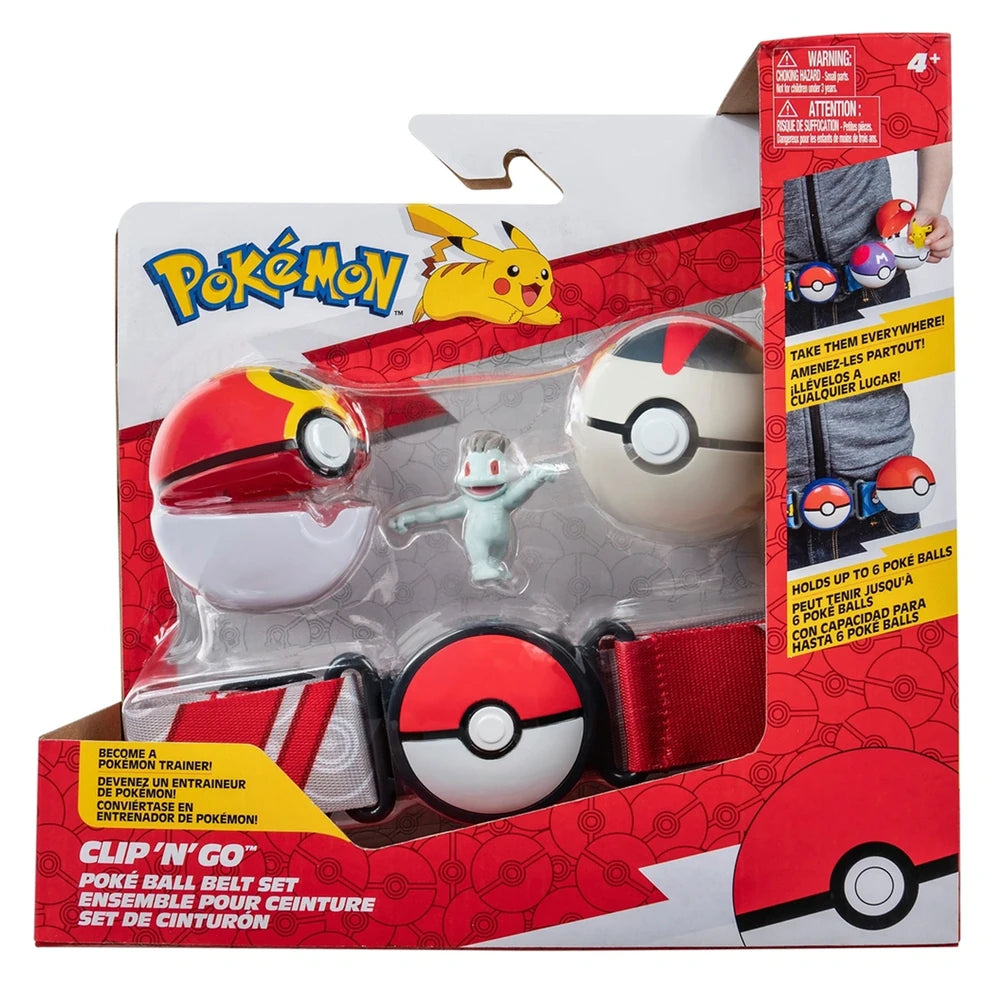 Pokémon Machop Clip ’N’ Go Poké Ball Belt Set – Repeat Ball & Timer Ball